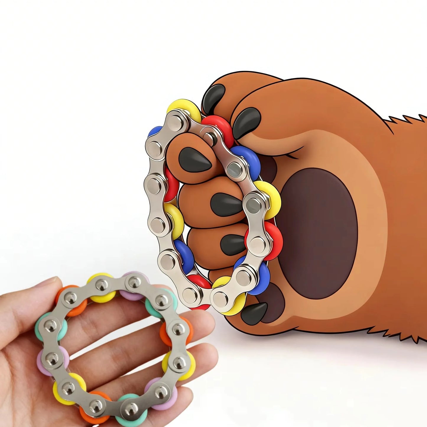 Rolling Sensory Fidget Toy Chain Bicycle Shape Fingertip Decompressor Stress Relief Finger Toys Portable Relaxing Toys for Home