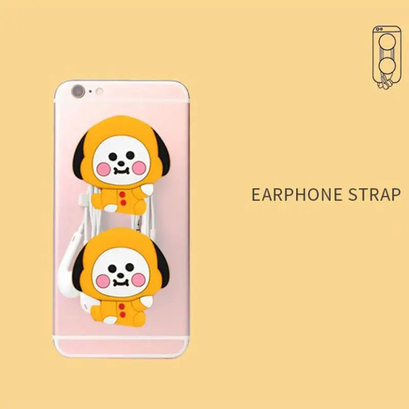 BT21cartoon cute silicone handheld phone stand kawaii retractable airbag earphone winder fan support anime merchandise wholesale