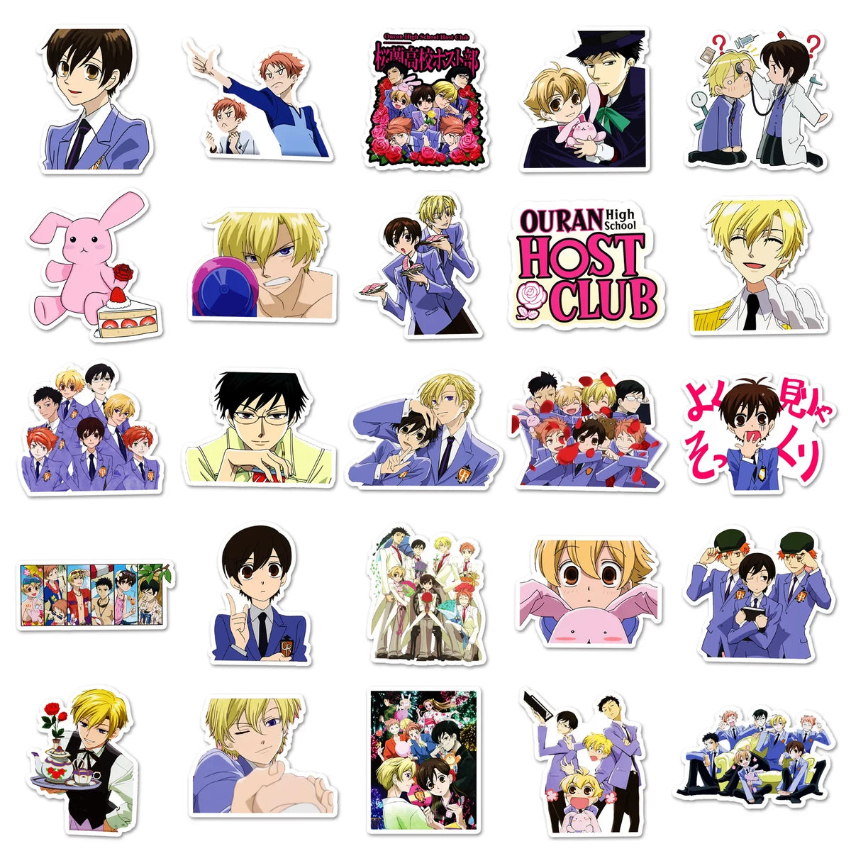 50PCS Ouran High School Host Club Stickers Campus Love Animation Decals Cartoon Toy Fridge Luggage Laptop Phone Guitar Car