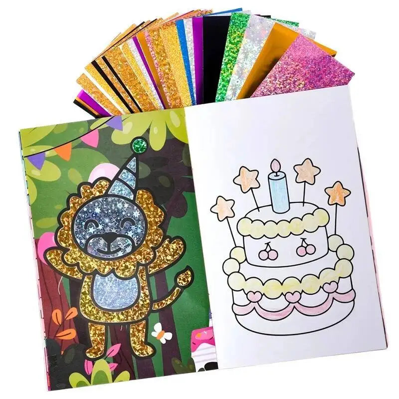 Cartoon Art Sticker Book DIY Handmade Foil Art and Crafts Coloring Books Painting Drawing Craft Toys for Children Gift