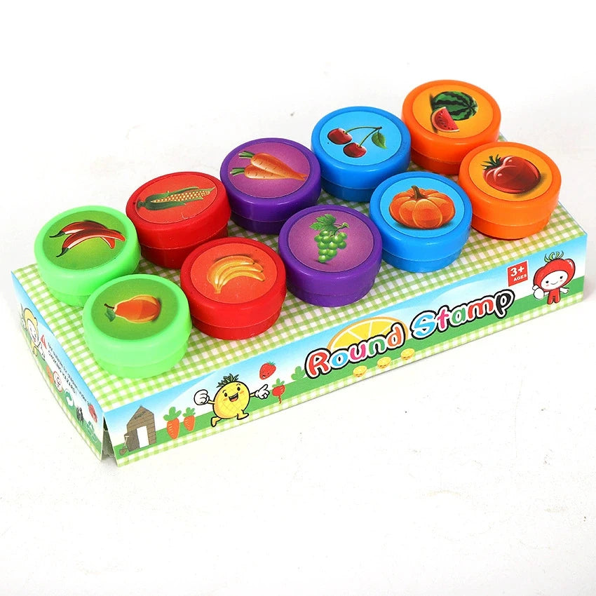 10pcs Assorted Stamps for Self-ink Stamps Toy Stamps Smiley Face Seal Scrapbooking DIY Painting Photo Album Decoration