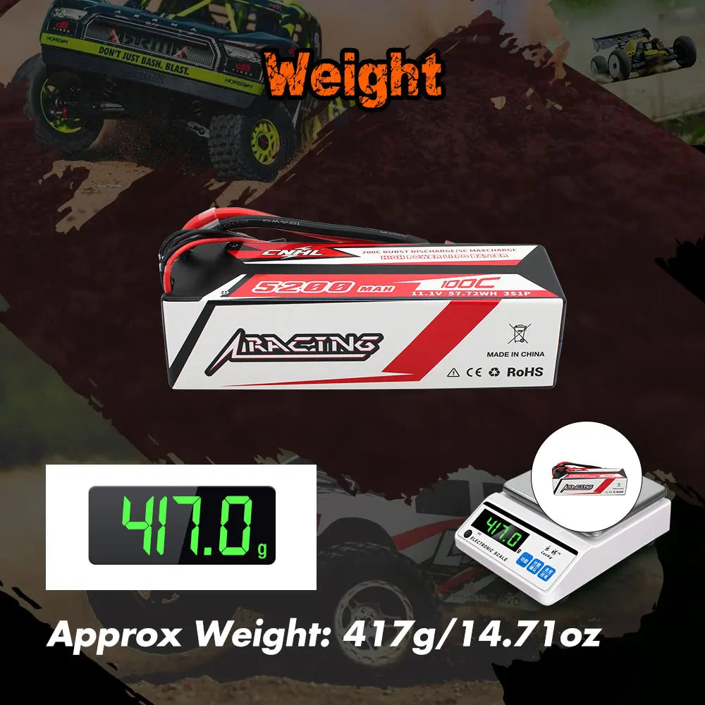 CNHL Lipo Battery 3S 4S 5200mAh 11.1V 14.8V 100C Hard Case With T Plug For RC Car Boat Helicopter Truck Truggy Traxxas
