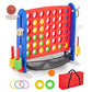 4-in-1 Giant Connect Game Set Adjustable Height, Basketball Hoop, Ring Toss and Net Jumbo Outdoor Yard Game for Families Events