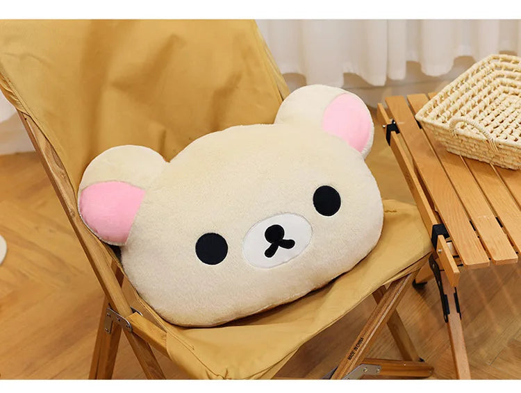 Cute Rilakkuma Big Head Plush Pillow Large Size Soft Stuffed Toy Cushion Bedroom Sofa Decor Unisex Birthday Gift For Adult