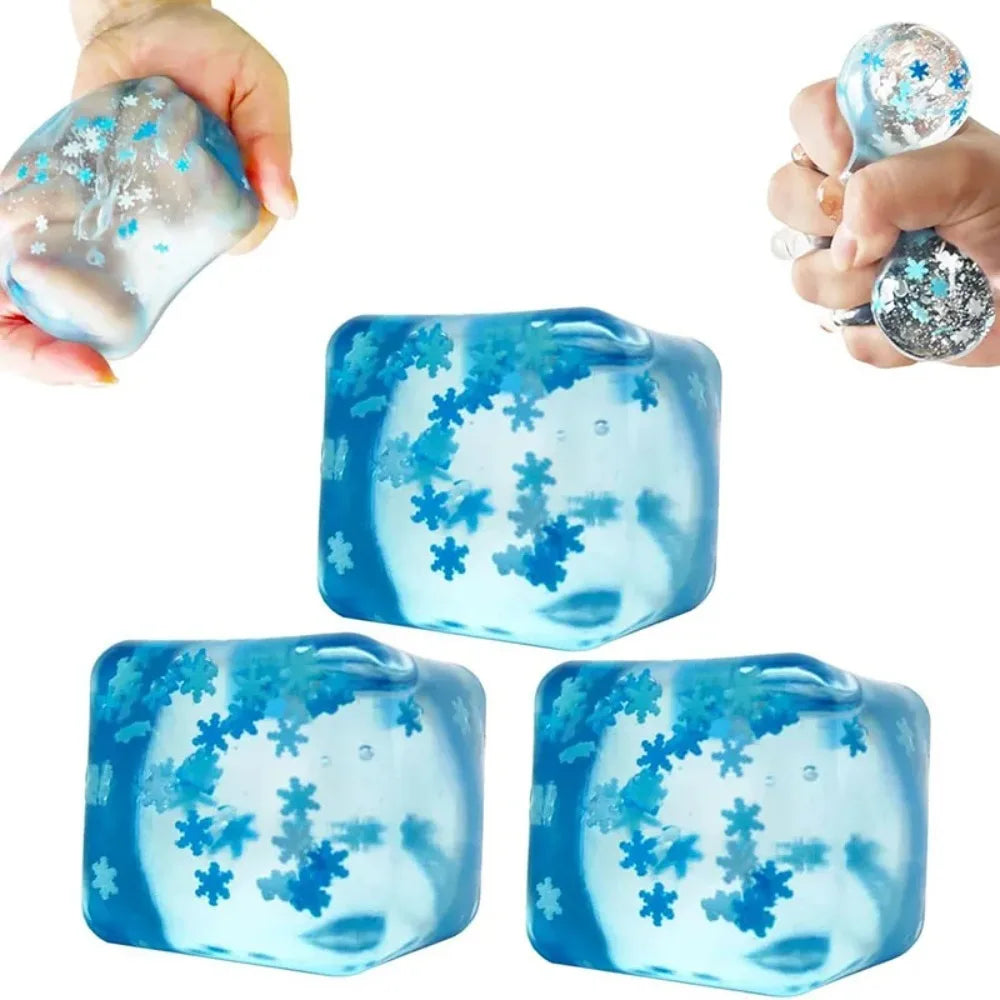 Squishy Ice Cube Stress Relief Ball Sensory Fidget Toys for Autism ADHD Anxiety Relief for Adults Easter Christmas Gift