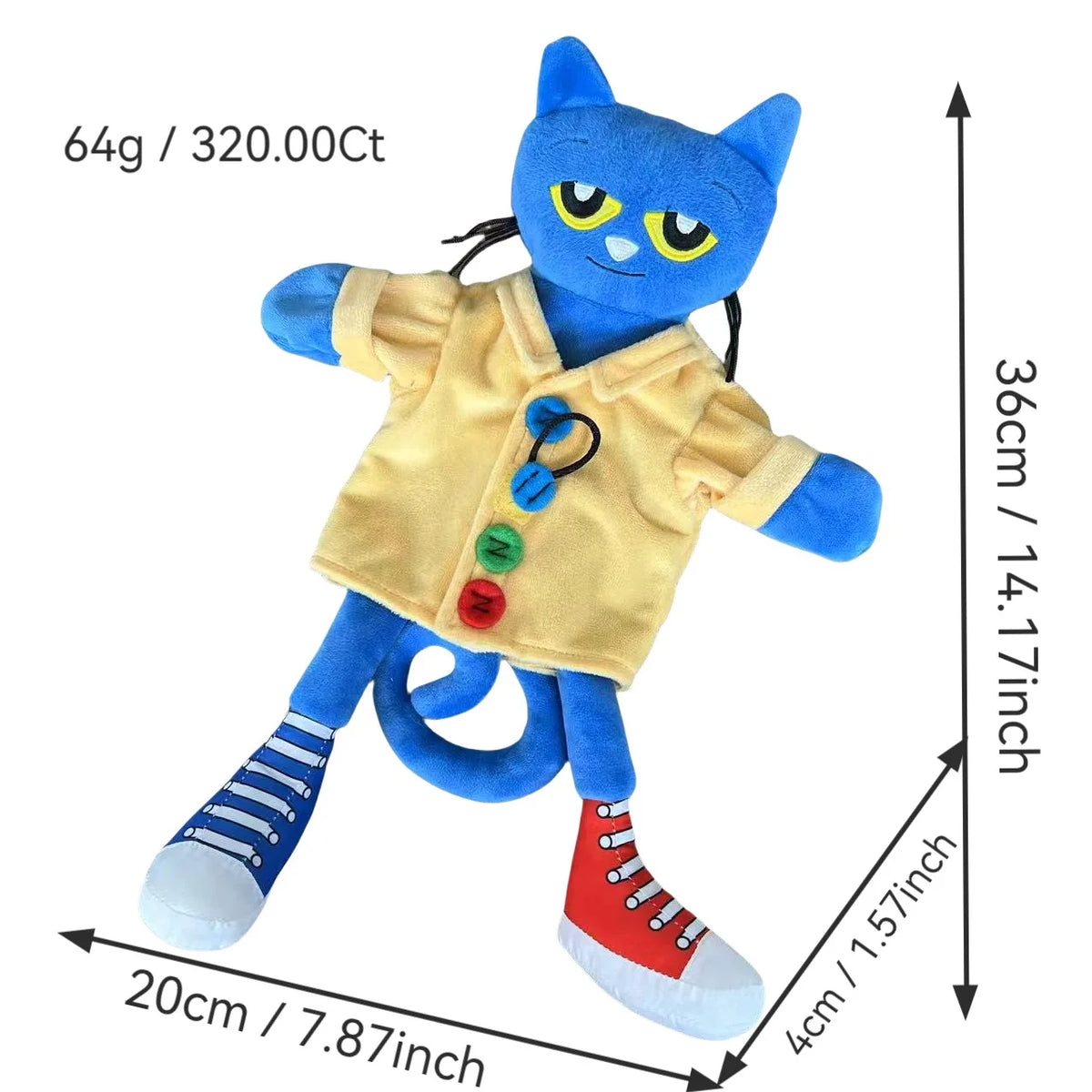 New 30cm Pete the Cat Plush Doll Pizza Party Soft Plush Blue Cat Stuffed Animal Toy Super Soft Pete Kitty