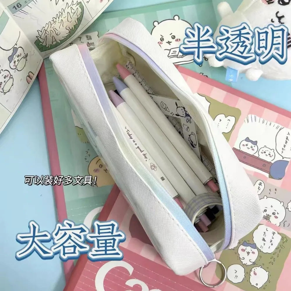Chiikawa Cartoon Pencil Case Cute Large Capacity Stationery Storage Bag Pencil Box Students School Office Desk Organizer Pouch