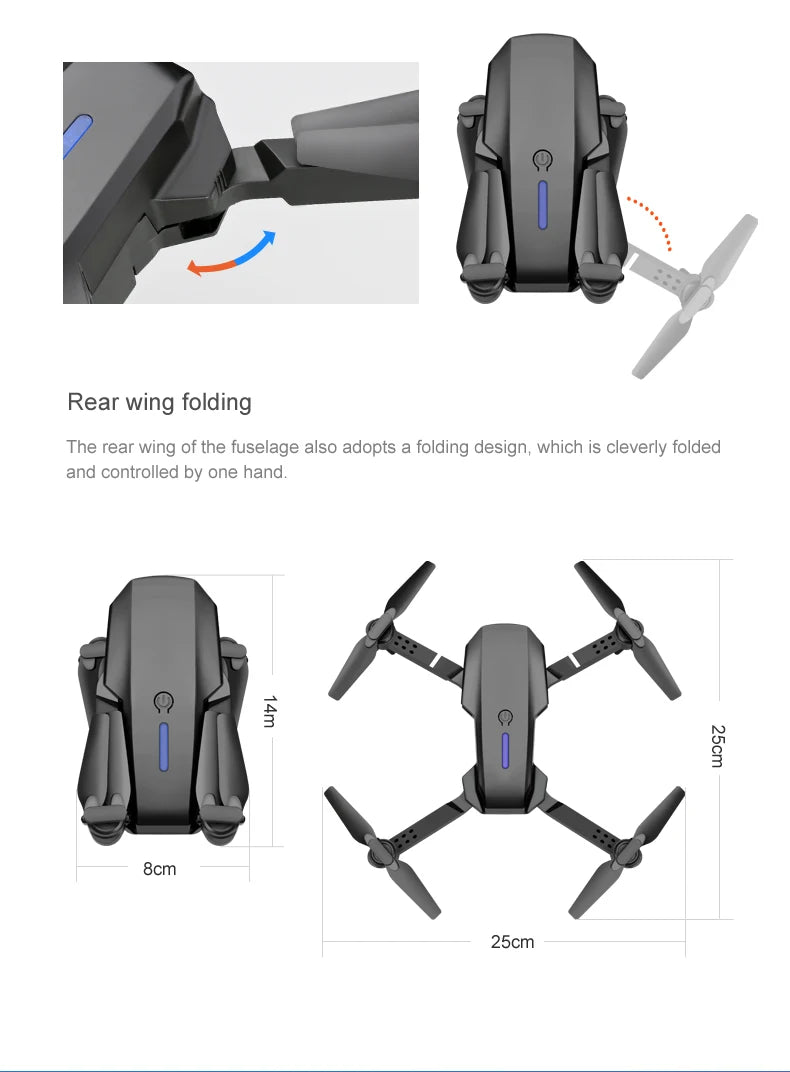 Brushless Motor Foldable Drone Optical Flow Drone 360° Rolling Trajectory Flight Headless Mode Speed Adjustment APP Control Drone