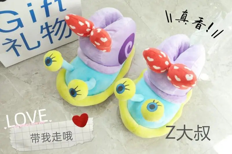 Plush SpongeBob SquarePants Cotton Shoes Snail Bags Heels Cute Home Slippers SpongeBob SquarePants Snail Boots Plush Gift