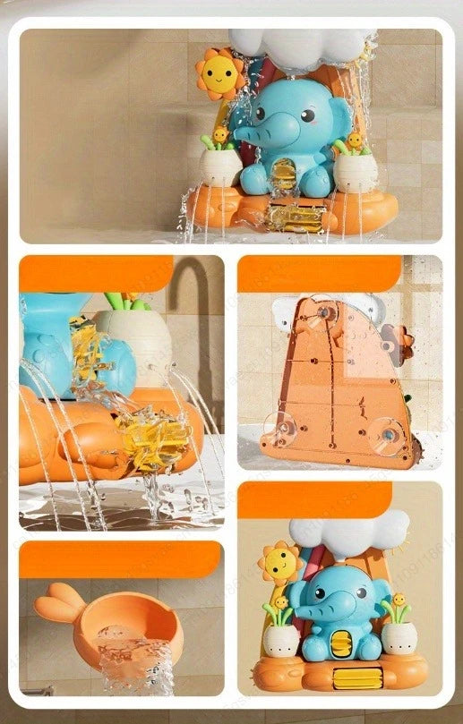 Baby children's water toys, suction cups, turning around, baby elephant water wheel, bathroom shower, male and female baby bath