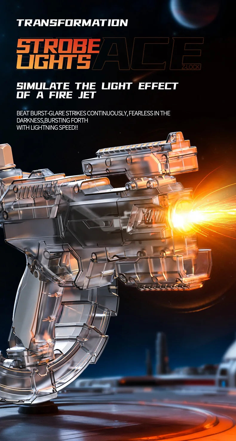Gatling Rotating Electric Water Gun with Light-Up High Speed Continuous Shooting Powerful Water Blaster Summer Outdoor Toy