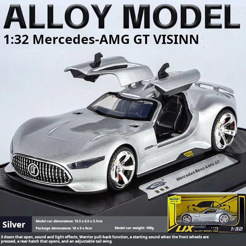 1:32 Visinn GT Alloy Supercar Diecast Metal Model Fast Furious Vehicle Sound Light Collection Kid Toy Gifts Interior Decoration