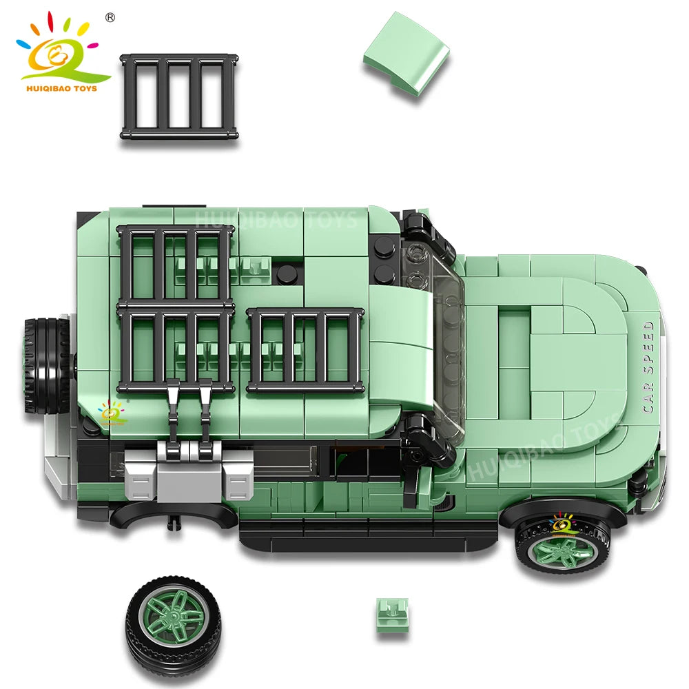 HUIQIBAO Off-road Vehicle Truck Car Building Block Set Boys DIY Speed Car Collectible Adult Model Bricks Educational Toys Gift