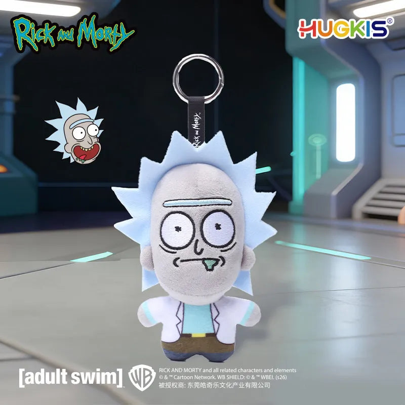 HUGKIS Official Rick And Morty Plush Keychains Stuffed Doll Pendant Bag Backpack Charm Collectibles Gifts For Adults Anime Fans