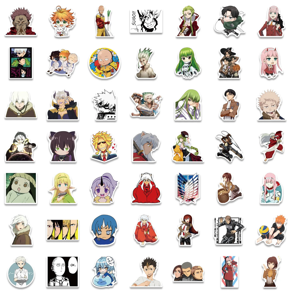 300 Sheets Without Duplication Mix Anime Stickers DIY Car Skateboard Laptop Phone Luggage Waterproof Decals Sticker Kids Toys