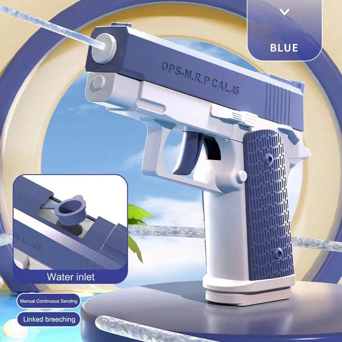 Mini Water Gun Children's Interactive Water Toy Water Spray Gun Summer Gift Toy with Linkage Rear Seat Continuous Fire Water Gun