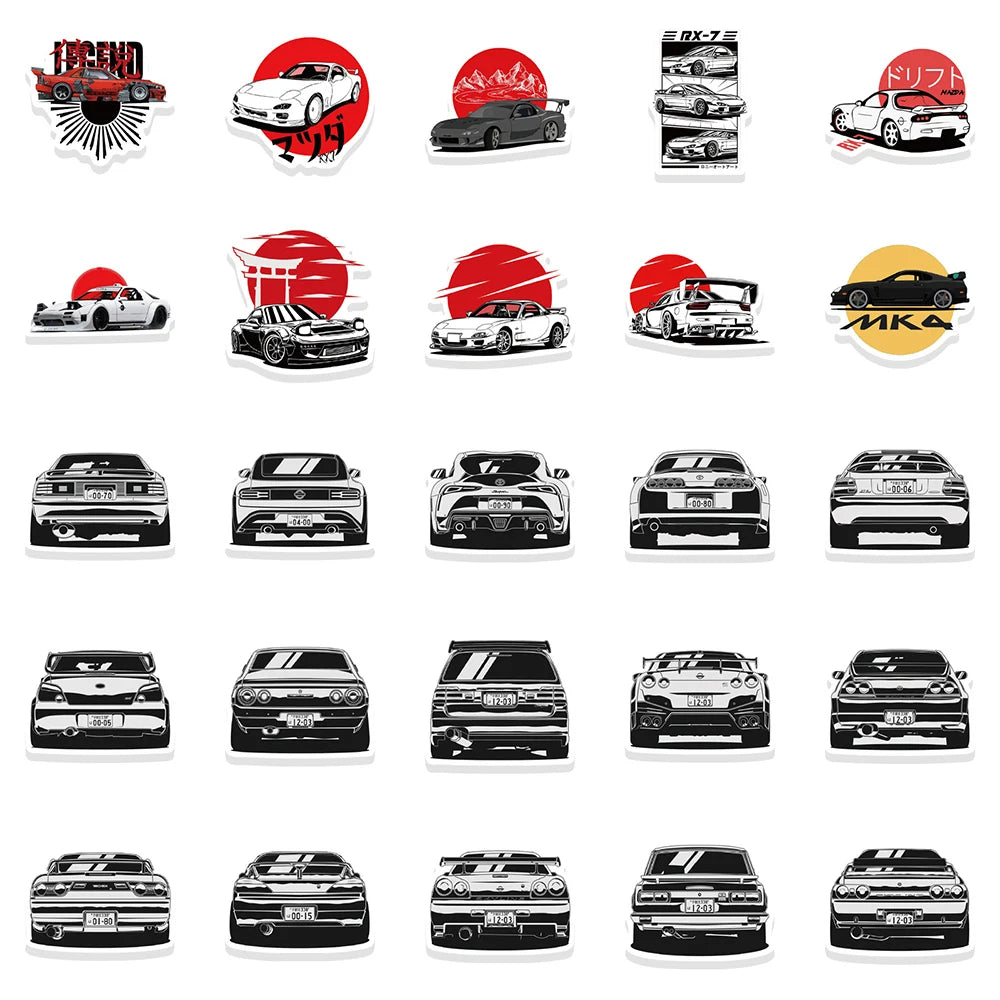 10/30/50PCS Japan JDM Racing Car Anime Graffiti Sticker Laptop Motorcycle Car Skateboard Waterproof Decal Kids Toy Gift Sticker