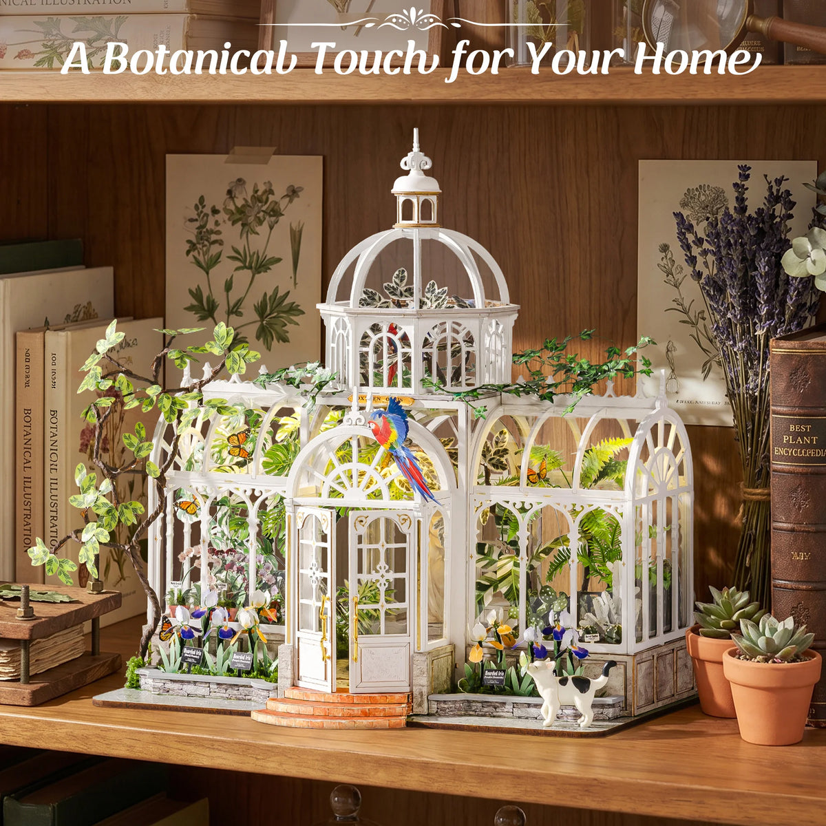 Rolife Wooden Dollhouse 3D Puzzle Oxygen Oasis DIY Craft Kit with LED Light for Home Decor Brain Teasers Jigsaw Toys Holiday Gift for Adults Girls