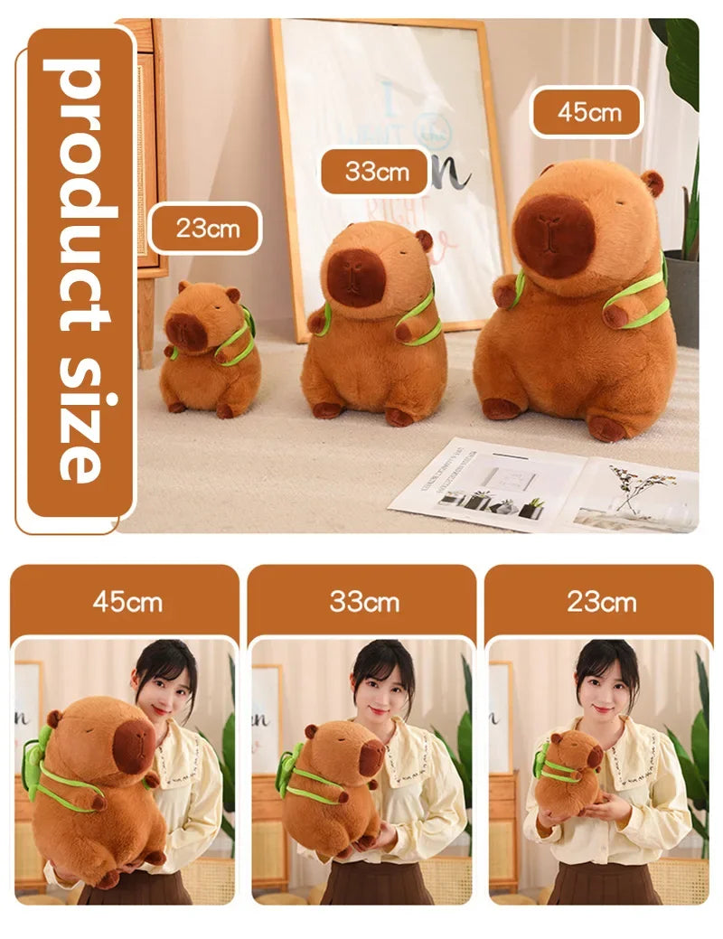 Cute Capybara Plush Toy Stuffed Animals Capibara with Turtle Backpack Kapibala Soft Doll Toys Birthday Christmas Gift