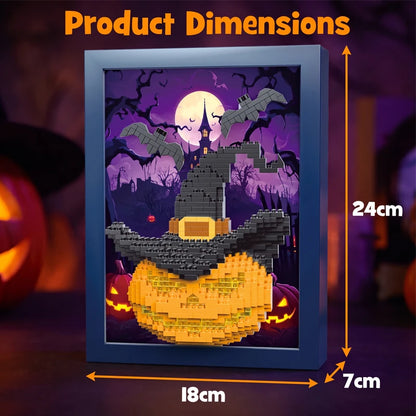 3D Halloween Pumpkin Building Blocks DIY Photo Frame Assembly Home Decor Construction Bricks Desktop Decoration Model Adult Gift