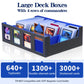 Trading Card Storage Box with Commander Display 4 Row Deck Case-Removable Lid,2400+ Card Deck Box for MTG TCG Sports Card with 4 Toploaders,4 Stoppers, 24 Dividers, 6 Dice,1 Dice Bag