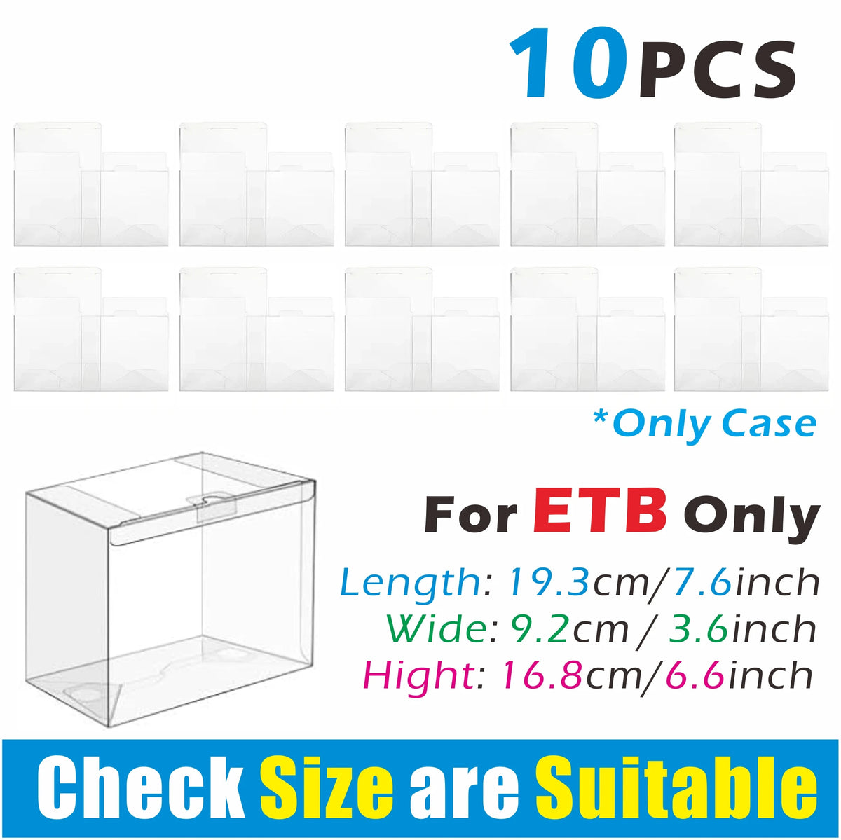5/10PCS PET Elite Trainer Box Case Protectors Clear Display Case - 0.45mm Thick ETB Case Compatible with Elite Trainer Boxes