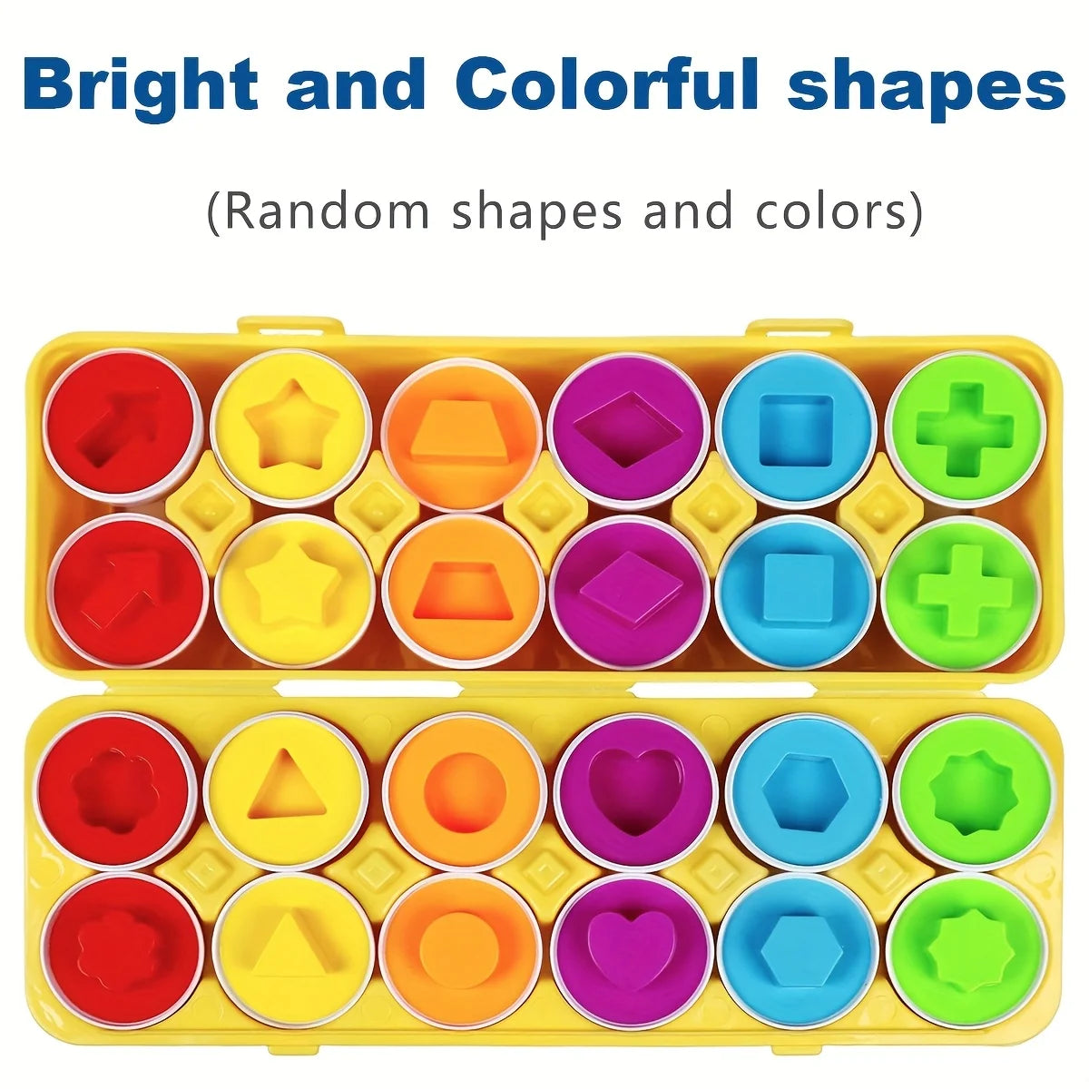 6/12pcs Color and Shape Matching Toys, Simulated Egg Shapes with Storage Box - Geometric Shape & Color Learning Toy Set for Kids