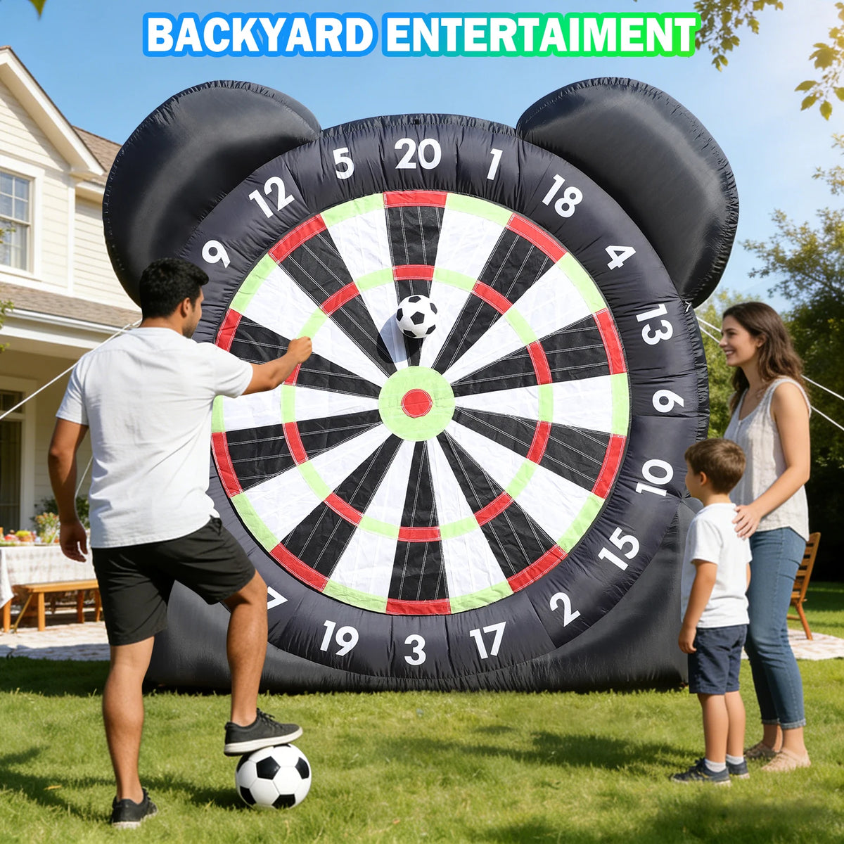 10FT Inflatable Soccer Dart Board for Adults.(Built-in UL Blower) Giant Soccer Dart Board Comes with 8 Soccer Balls for Outdoor Games,Carnival Games,Backyard Games,Camp Activities & Soccer Parties