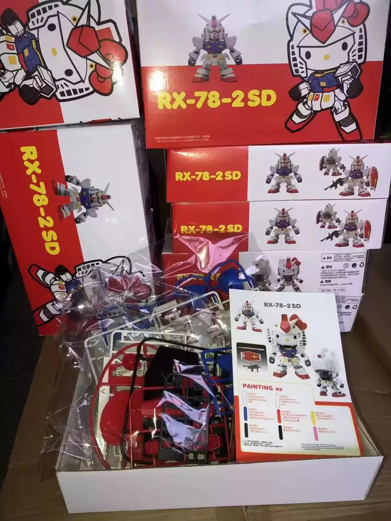 SD Chibi Mecha 4 Styles Set Assembly Model Kit With Weapon Shield Articulated Desktop Collectible Toy Gift