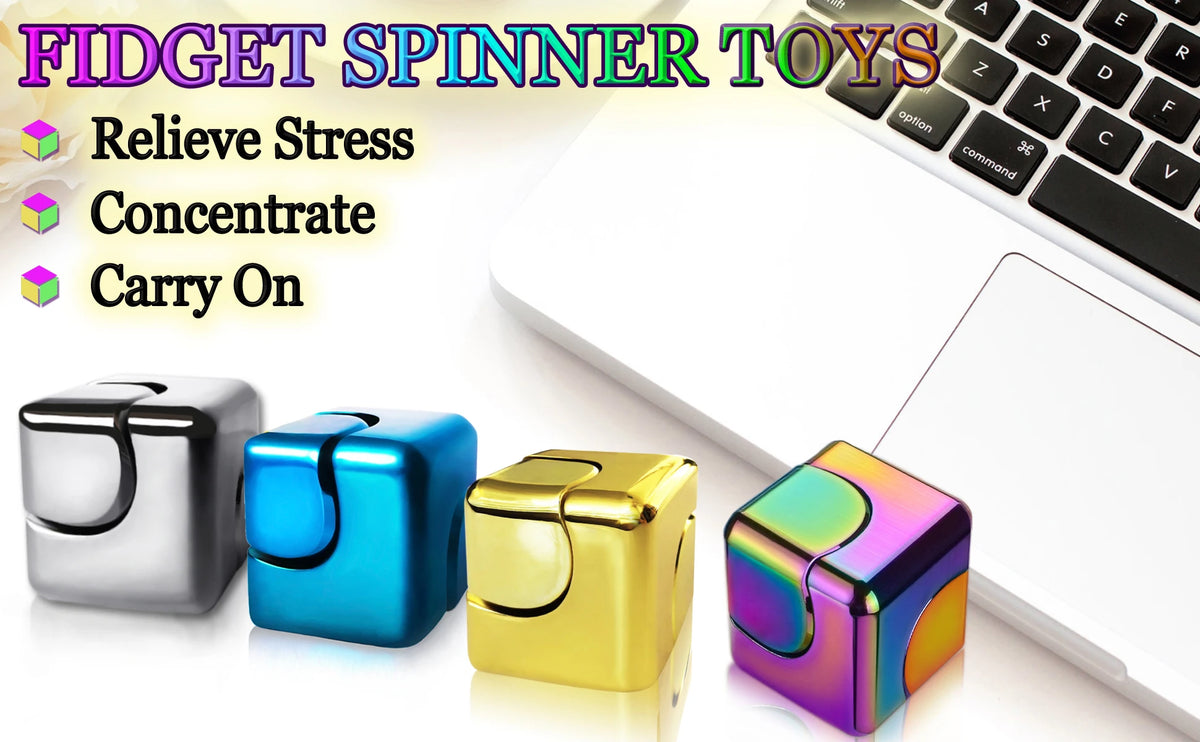 Metal Cube Rotating Fingertip Gyroscope Fidget Anti Stress Toys Adult Office Home Travel Portable Spinner Toys Christmas Gifts