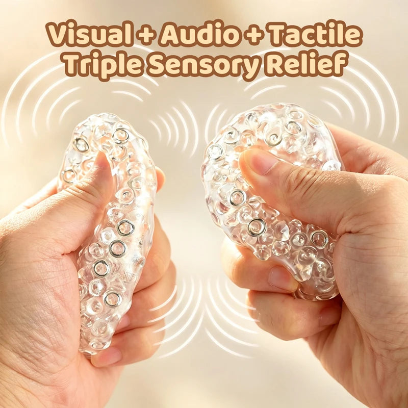 ASMR Crunch Squishy Ball Clear Ice Bead Squeeze Fidget Toy Super Soft Mochi Sensory Stress Relief Squeezing Ball Anti‑Stress Toy