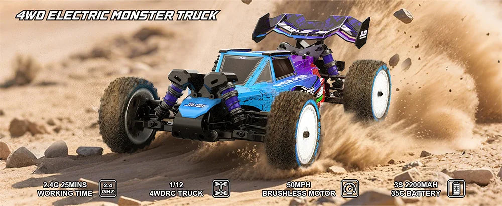 JIUSI WB12 PRO 1/12 Racing Car 80km/h Brushless 4WD RC Car High Speed 2.4G Remote Control Car Competitive Off-road Boys RC Toy