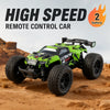 Hot RC High-Speed Off-Road Car for Kids & Adults - Alloy Green/Red, LED Headlights, Red Remote Control. Perfect for Indoor & Out