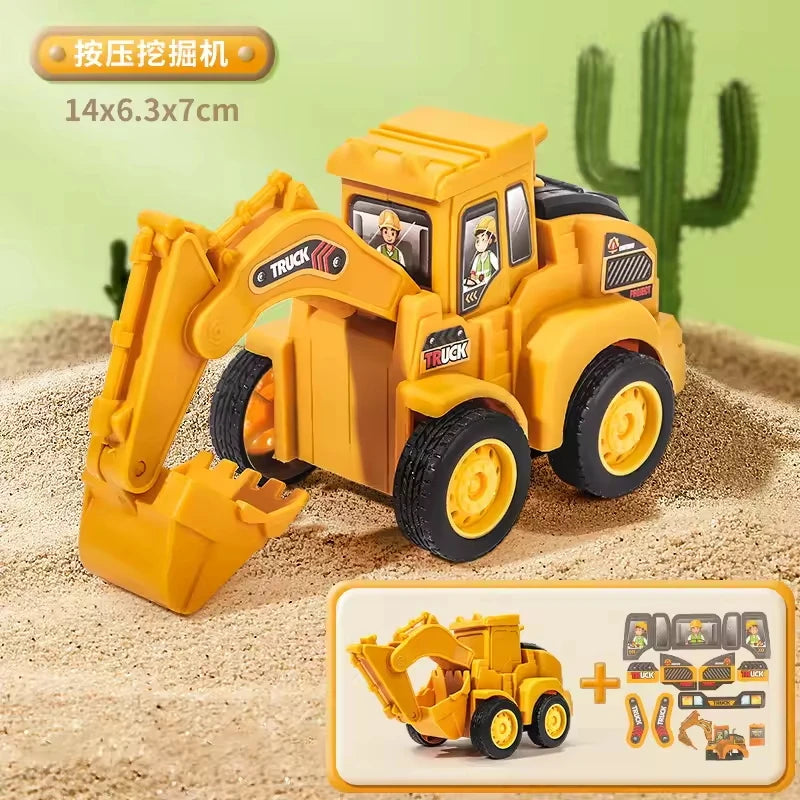 Engineering Vehicle Model Press Sliding Car Excavator Bulldozer Children Educational Construction Vehicle Toy Kids Boy Gift