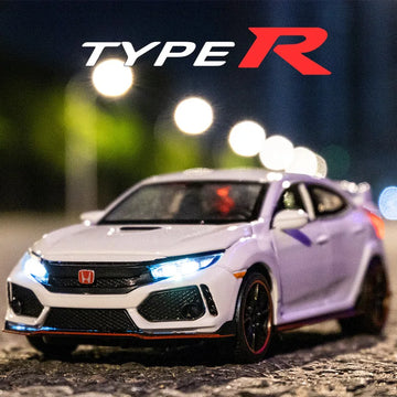 1:32 Honda CIVIC TYPE-R Alloy Diecast Toy Cars Model Simulated with Sound Light Vehicles Collection Toys Children Birthday Gifts