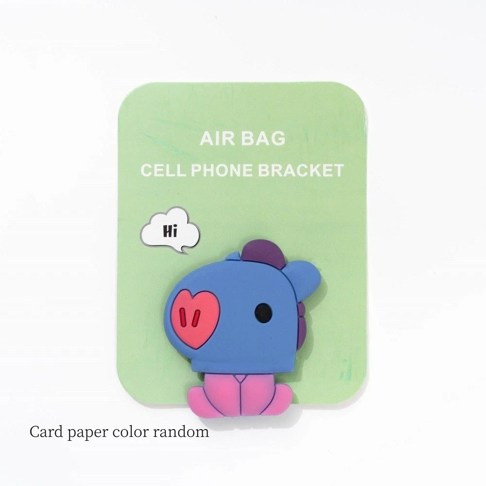 BT21cartoon cute silicone handheld phone stand kawaii retractable airbag earphone winder fan support anime merchandise wholesale