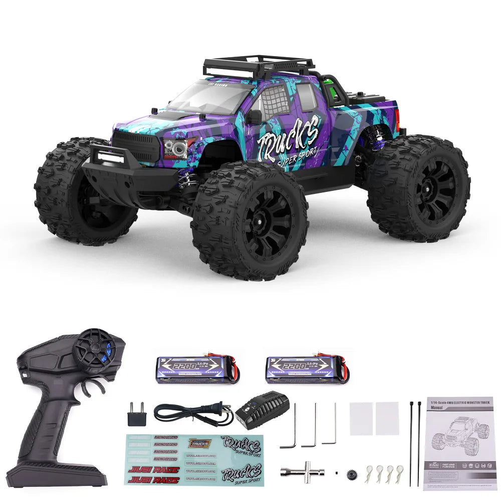 JIUSI PT14R 1/14 RC Car 80km/h High Speed Off-road RC Truck Brushless 2.4G Remote Control 4WD 3S 35C 2200mAh