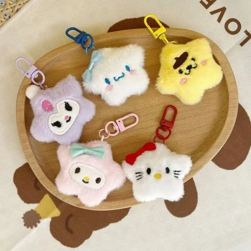 Storage Bag Pendant Cute Sanrio Cartoon Little Star Jade Gui Plush Pendant Star Hello Kitty Kuromi Clothing Accessories Keychain