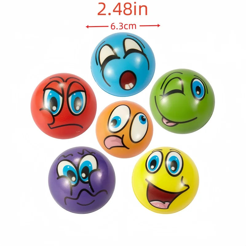 12Pcs Funny Sponge Pressure Expression Soft Ball Squeeze Funny Expression PU Foam Soothing Toy Wrist Action Sport Toy Ball