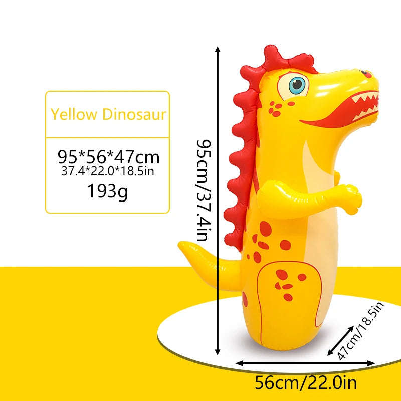 90cm Inflatable Dinosaur Tumbler Toy Thick PVC Punching Bag for Kids Bounce Back Boxing Toy Stress Relief Indoor Outdoor Toy
