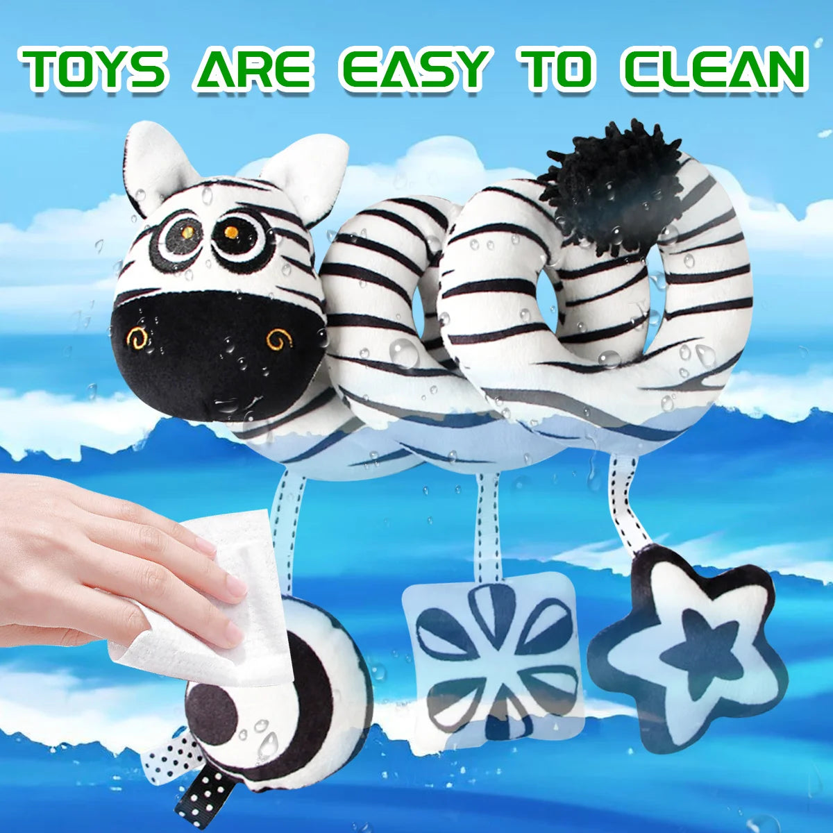 Spiral Car Seat Baby Toys, Infant Carseat High Contrast Sensory Toys Hanging Stroller Accessories, Newborn Shower Gifts for Baby