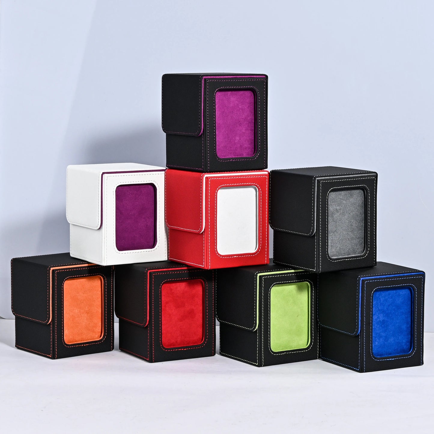 Card Deck Box with Display Window, Hold 120 + Single Sleeved Cards, Magnetic Closure, Suitable for CCG Cards, Magic Game Cards