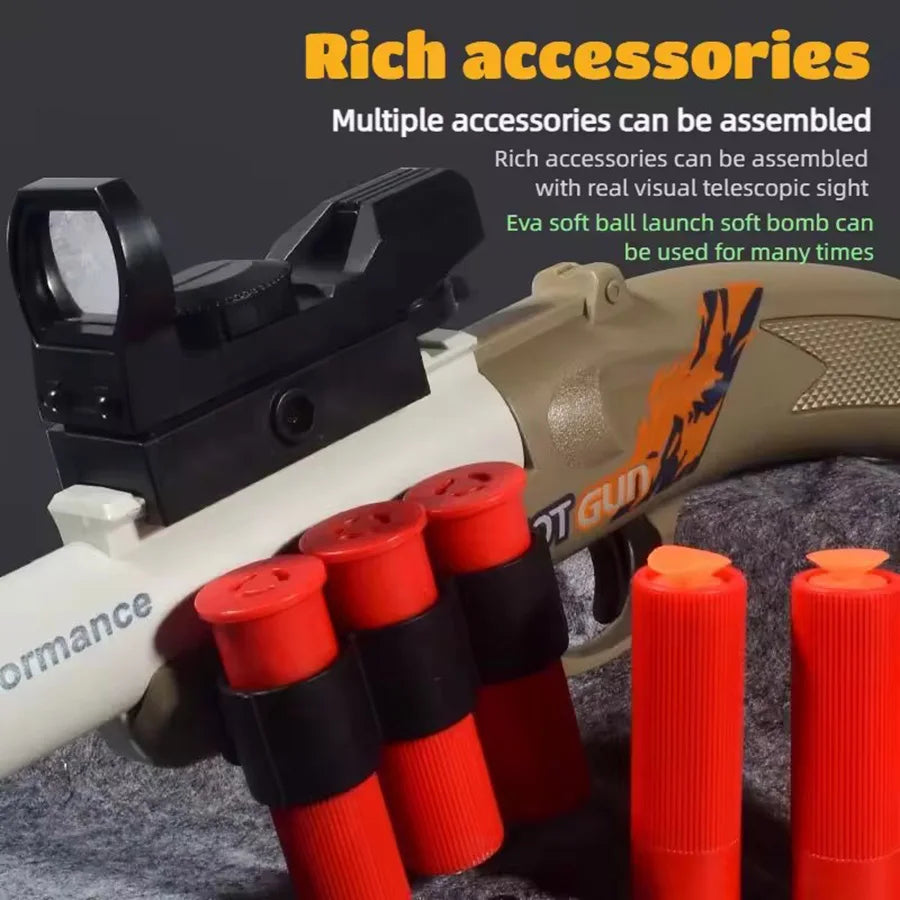 Mini S686 Rifle Shell Ejection Toy Gun Soft Bullet Manually Loaded Outdoor Sports CS Shooting Game for Children Boys Gift