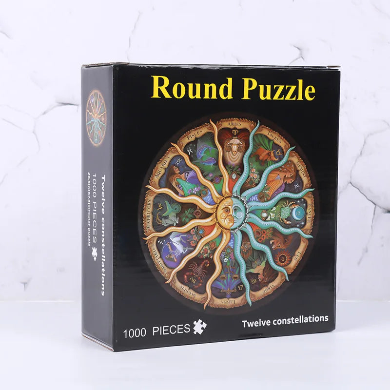 Adult Round Puzzle 1000 Pieces 12 constellations Challenge Games Learning Educational Puzzle Toys Moon Puzzle Space Flat Puzzle