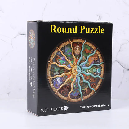 Adult Round Puzzle 1000 Pieces 12 constellations Challenge Games Learning Educational Puzzle Toys Moon Puzzle Space Flat Puzzle