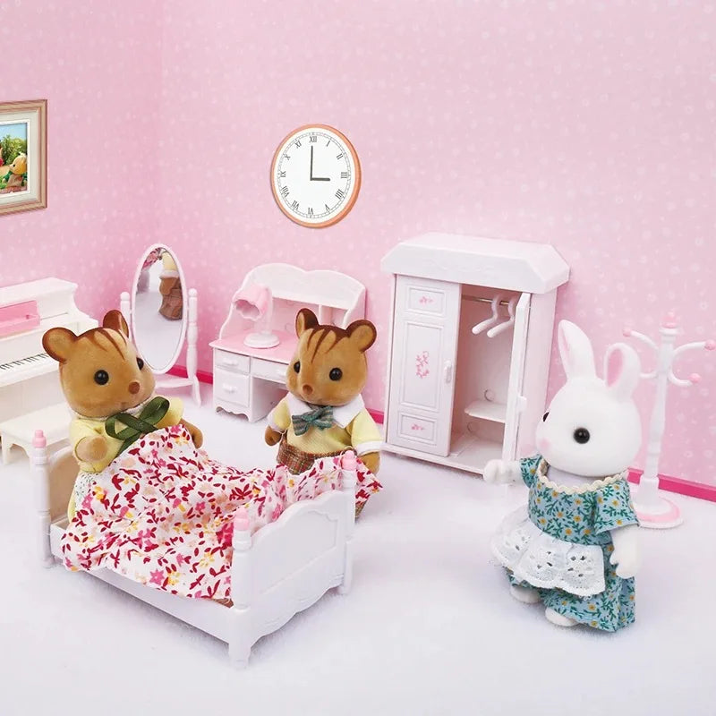 Forest Animal Family Dollhouse Furniture 1/12 Miniature Toys Girl Dolls Accessories Bedroom Bathroom Dollhouse Kit For Dolls