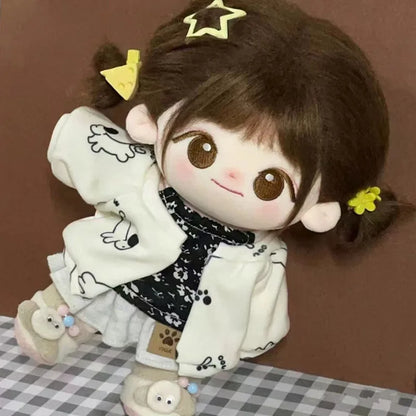 Handmade Knit Sweater Set for 20cm Doll Clothes, Cute Cotton Yarn Outfit Fashion Replacement Clothes Cute Cotton Sweater Outfit
