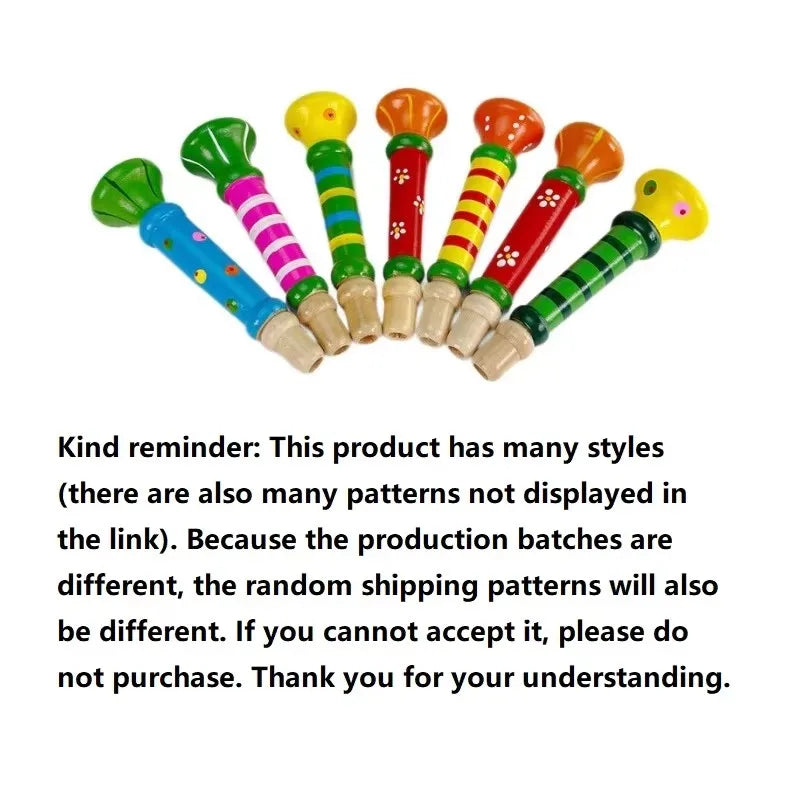 1Pc Wooden Trumpet Toy Horn Whistle Musical Instrument for Gifts Toys Sound Training Games