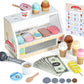 Wooden Ice Cream Counter Playset for Toddler Toys,  Montessori Pretend Play Food Toys Kitchen Accessories