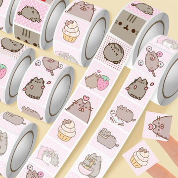 500PCS Pusheen Style Cartoon Cat Roll Stickers Waterproof Graffiti Scrapbooking Notebook Phone Cute Decoration Decals Toys